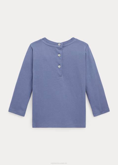 Baby Ralph Lauren Cotton Jersey Long-Sleeve Tee 4DJ28275 Capri Blue