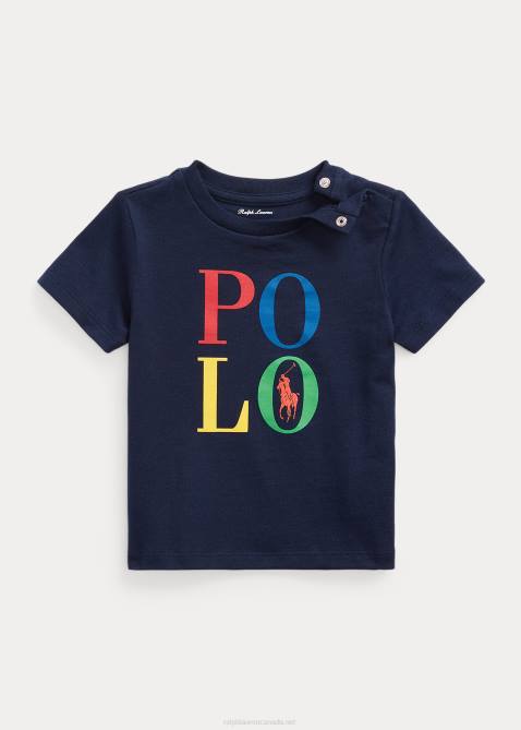 Baby Ralph Lauren Logo Cotton Jersey Tee 4DJ28253 Cruise Navy
