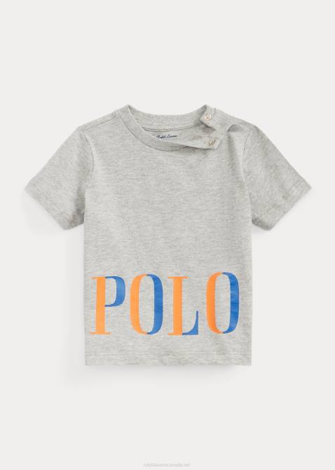 Baby Ralph Lauren Logo Cotton Jersey Tee 4DJ28255 Andover Heather