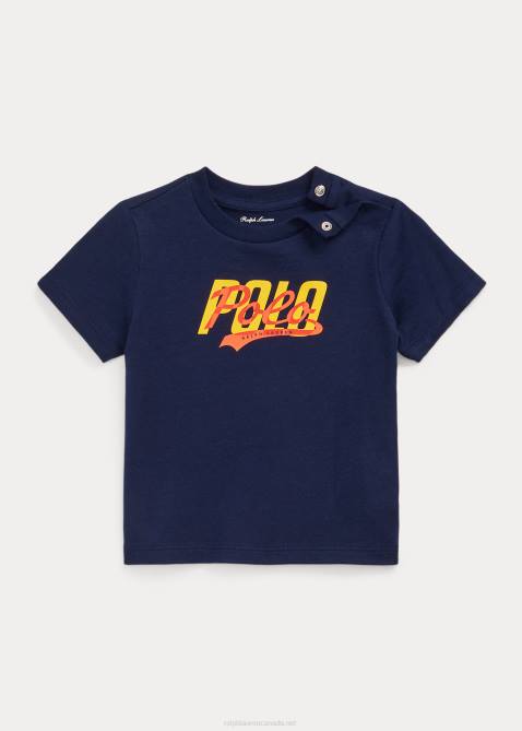 Baby Ralph Lauren Logo Cotton Jersey Tee 4DJ28257 Cruise Navy