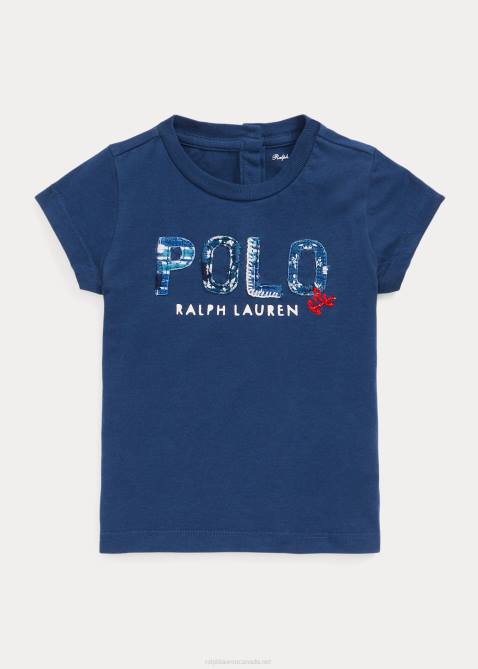 Baby Ralph Lauren Logo Cotton Jersey Tee 4DJ28263 Rustic Navy