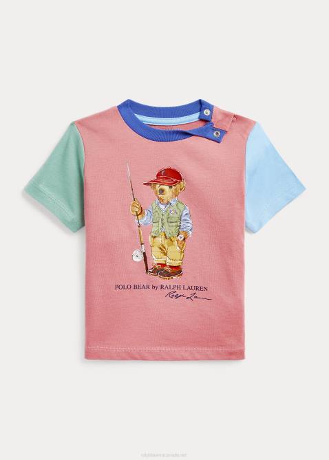 Baby Ralph Lauren Polo Bear Color-Blocked Cotton Tee 4DJ27872 Desert Rose Multi