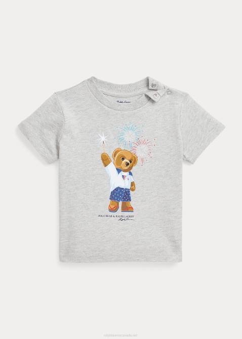 Baby Ralph Lauren Polo Bear Cotton Jersey Tee 4DJ27876 Andover Heather