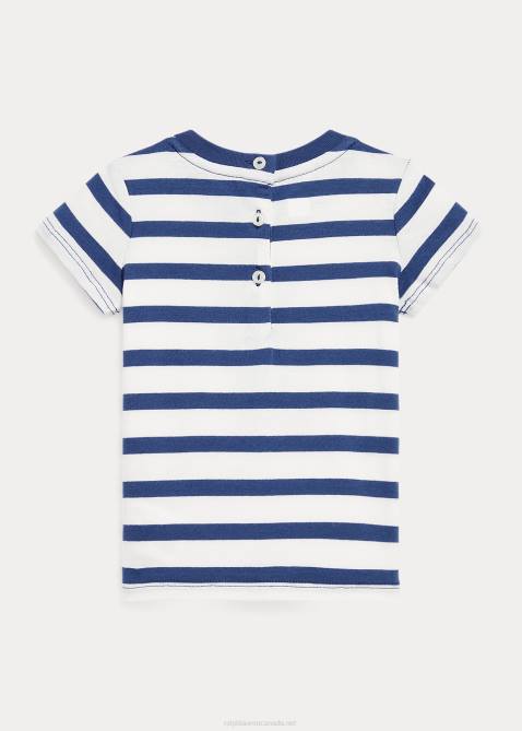 Baby Ralph Lauren Polo Bear Striped Cotton Tee 4DJ28251 Deckwash White/Night Navy