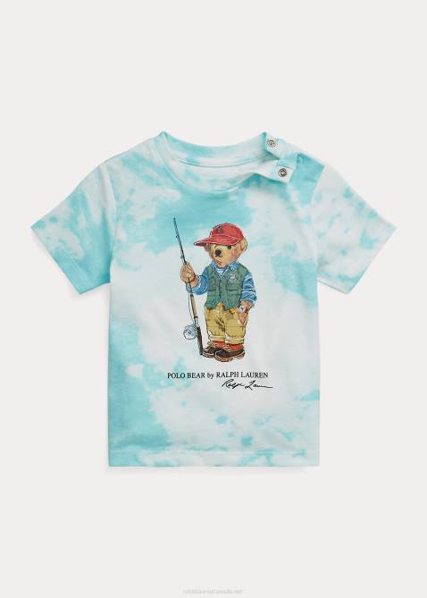Baby Ralph Lauren Polo Bear Tie-Dye-Print Cotton Tee 4DJ27874 Island Aqua