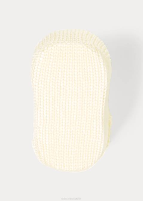 Baby Ralph Lauren Cable-Knit Cotton Booties 4DJ28044 Soft Yellow