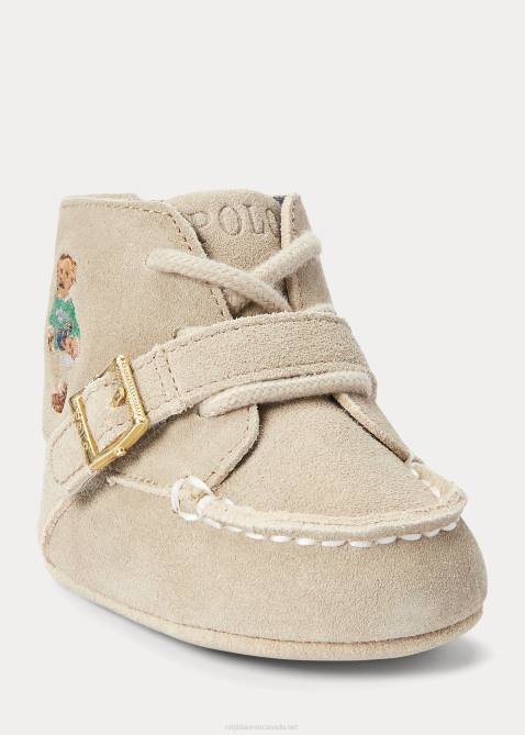 Baby Ralph Lauren Ranger High-Top Suede Polo Bear Boot 4DJ28348 Tan Multi