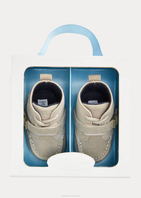 Baby Ralph Lauren Ranger High-Top Suede Polo Bear Boot 4DJ28348 Tan Multi