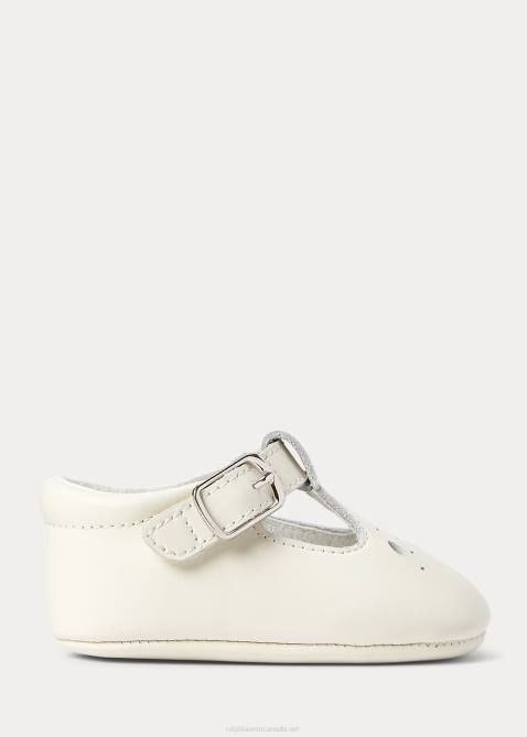 Baby Ralph Lauren Laurien Leather T-Strap EZ Mary Jane 4DJ28130 Parchment Cream