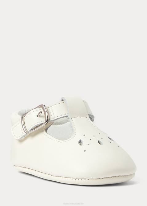 Baby Ralph Lauren Laurien Leather T-Strap EZ Mary Jane 4DJ28130 Parchment Cream