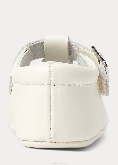 Baby Ralph Lauren Laurien Leather T-Strap EZ Mary Jane 4DJ28130 Parchment Cream