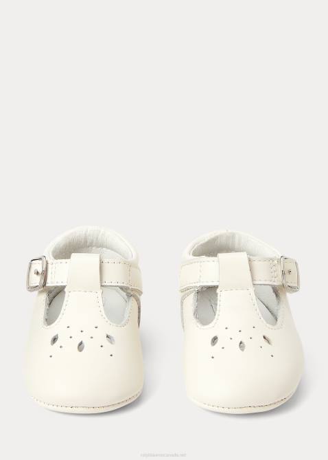 Baby Ralph Lauren Laurien Leather T-Strap EZ Mary Jane 4DJ28130 Parchment Cream