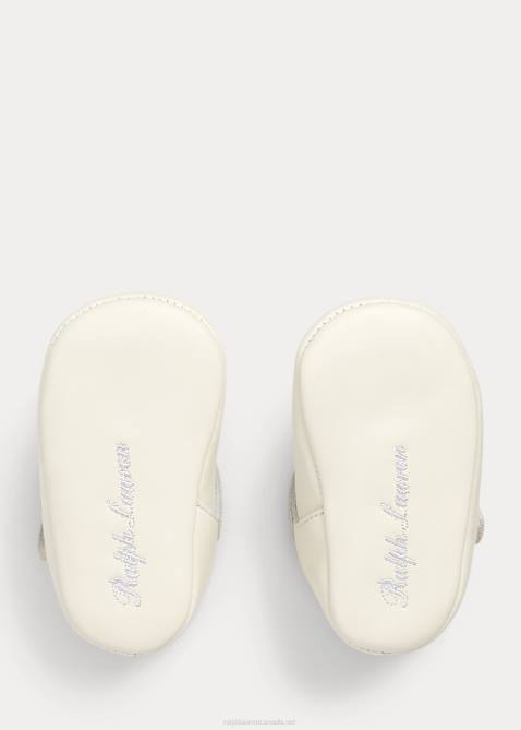 Baby Ralph Lauren Laurien Leather T-Strap EZ Mary Jane 4DJ28130 Parchment Cream