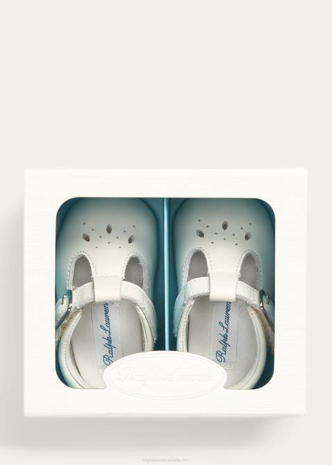 Baby Ralph Lauren Laurien Leather T-Strap EZ Mary Jane 4DJ28130 Parchment Cream