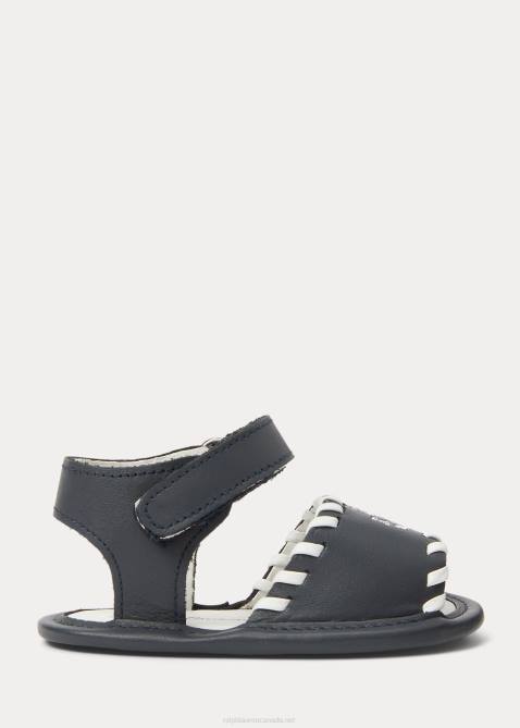 Baby Ralph Lauren Nautical Leather Sandal 4DJ28127 Navy Leather