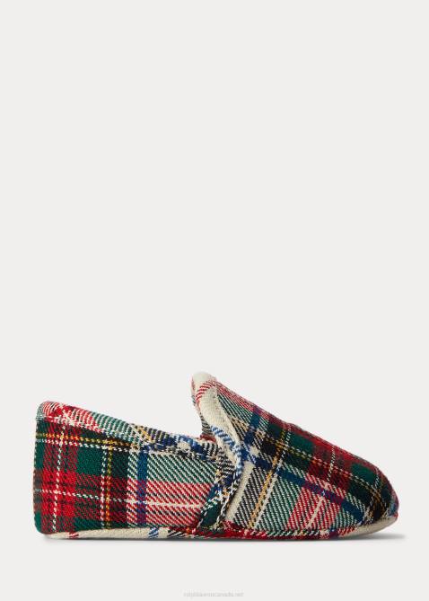 Baby Ralph Lauren Ash Plaid Cotton Slipper 4DJ28345 Red Plaid