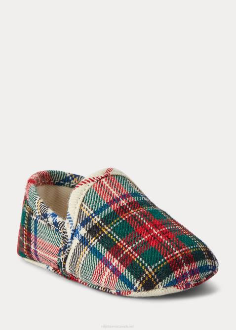 Baby Ralph Lauren Ash Plaid Cotton Slipper 4DJ28345 Red Plaid