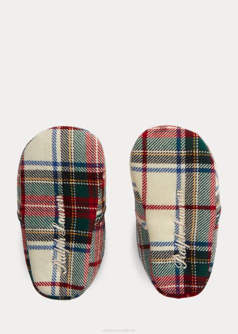 Baby Ralph Lauren Ash Plaid Cotton Slipper 4DJ28345 Red Plaid