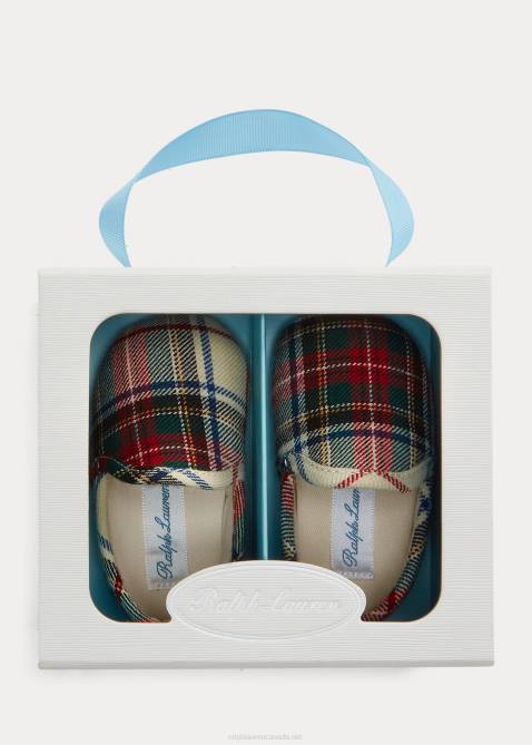 Baby Ralph Lauren Ash Plaid Cotton Slipper 4DJ28345 Red Plaid