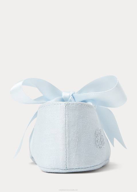 Baby Ralph Lauren Briley Cotton Mary Jane Slipper 4DJ28131 Blue Linen