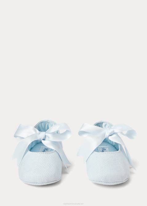 Baby Ralph Lauren Briley Cotton Mary Jane Slipper 4DJ28131 Blue Linen