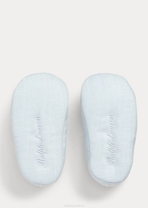 Baby Ralph Lauren Briley Cotton Mary Jane Slipper 4DJ28131 Blue Linen