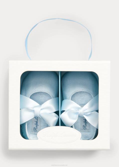 Baby Ralph Lauren Briley Cotton Mary Jane Slipper 4DJ28131 Blue Linen