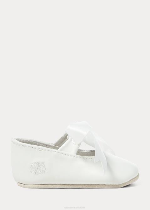 Baby Ralph Lauren Briley Leather Mary Jane Slipper 4DJ28128 White