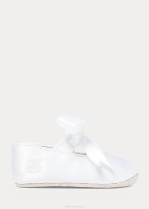 Baby Ralph Lauren Briley Satin Mary Jane Slipper 4DJ28134 White Satin
