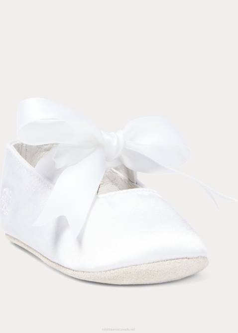 Baby Ralph Lauren Briley Satin Mary Jane Slipper 4DJ28134 White Satin