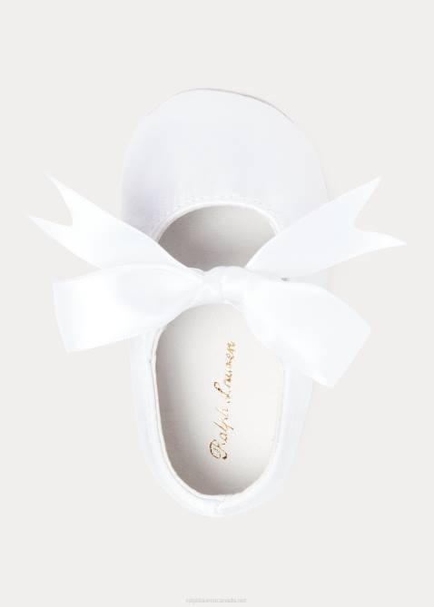 Baby Ralph Lauren Briley Satin Mary Jane Slipper 4DJ28134 White Satin