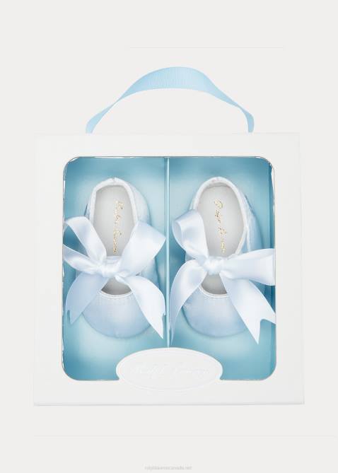 Baby Ralph Lauren Briley Satin Mary Jane Slipper 4DJ28134 White Satin
