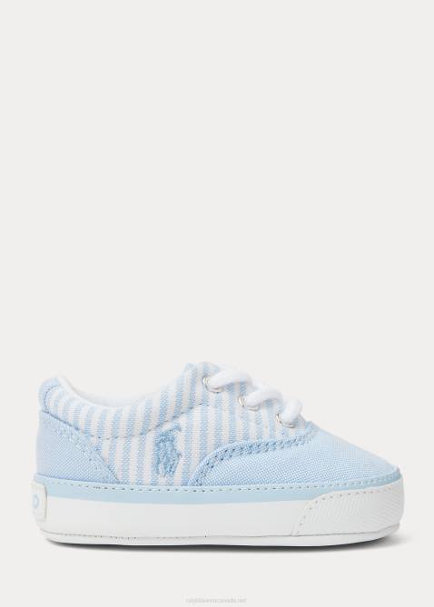 Baby Ralph Lauren Keaton Striped Canvas Sneaker 4DJ28120 Light Blue