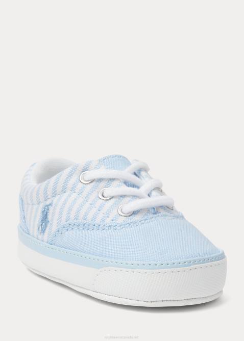 Baby Ralph Lauren Keaton Striped Canvas Sneaker 4DJ28120 Light Blue