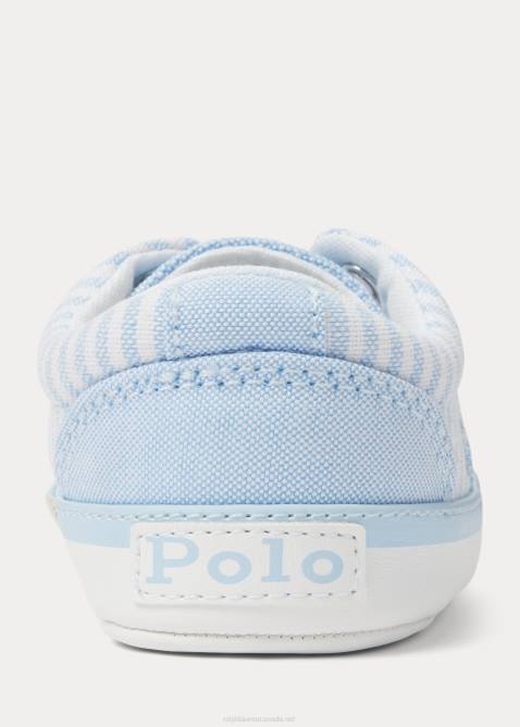 Baby Ralph Lauren Keaton Striped Canvas Sneaker 4DJ28120 Light Blue
