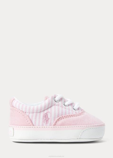 Baby Ralph Lauren Keaton Striped Canvas Sneaker 4DJ28121 Light Pink Stripes