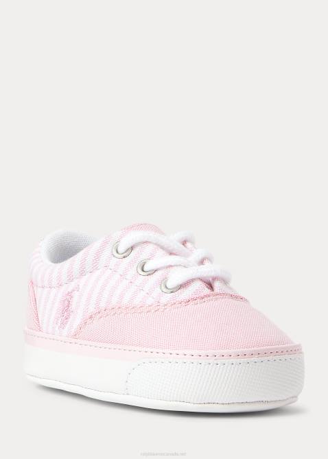 Baby Ralph Lauren Keaton Striped Canvas Sneaker 4DJ28121 Light Pink Stripes