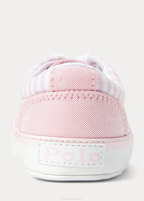 Baby Ralph Lauren Keaton Striped Canvas Sneaker 4DJ28121 Light Pink Stripes