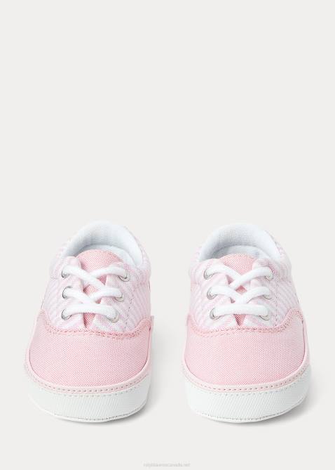 Baby Ralph Lauren Keaton Striped Canvas Sneaker 4DJ28121 Light Pink Stripes