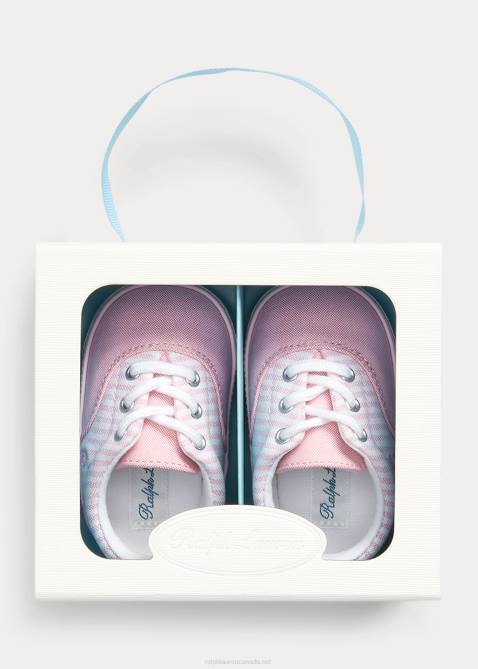 Baby Ralph Lauren Keaton Striped Canvas Sneaker 4DJ28121 Light Pink Stripes