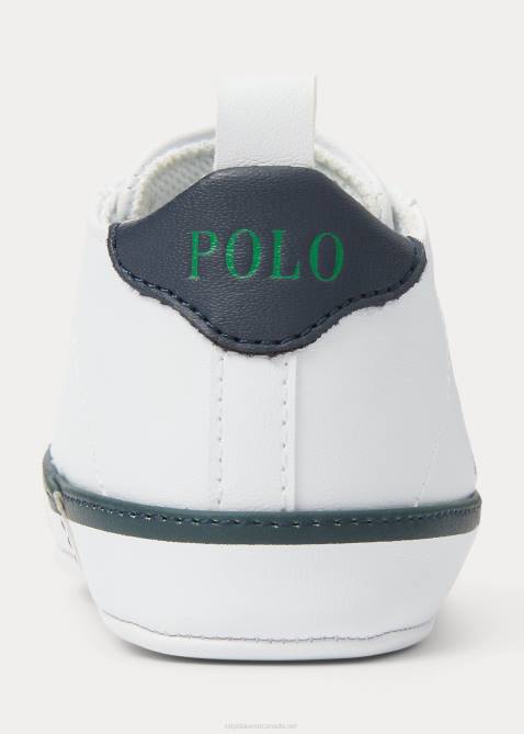 Baby Ralph Lauren Quilton Polo Bear Faux-Leather Sneaker 4DJ28119 White/Navy/Green