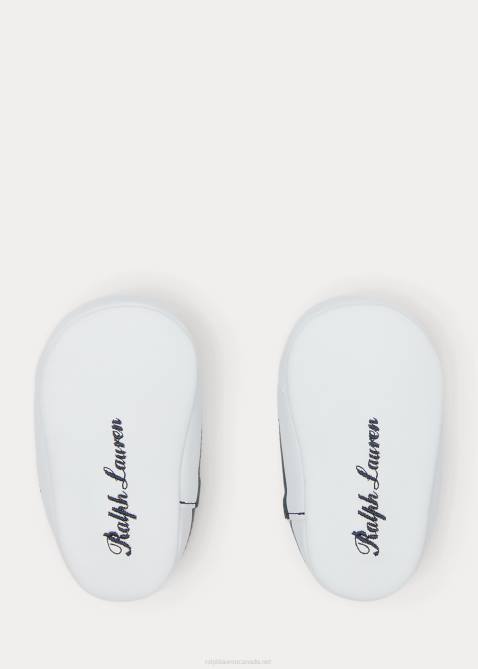 Baby Ralph Lauren Quilton Polo Bear Faux-Leather Sneaker 4DJ28119 White/Navy/Green