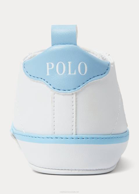Baby Ralph Lauren Quilton Polo Bear Faux-Leather Sneaker 4DJ28122 White W/Strawberry Bear