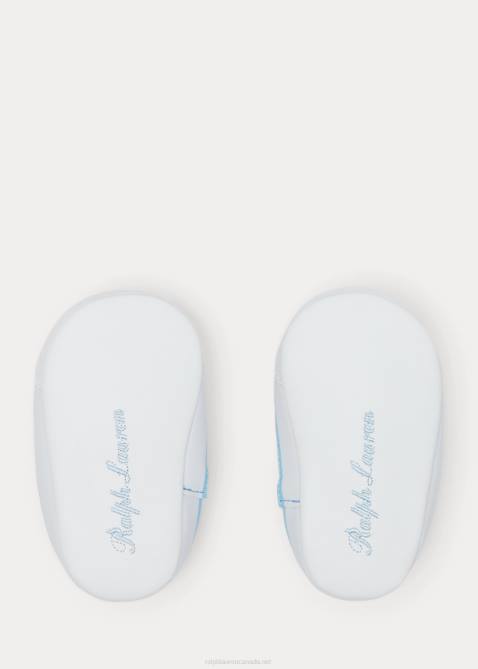 Baby Ralph Lauren Quilton Polo Bear Faux-Leather Sneaker 4DJ28122 White W/Strawberry Bear