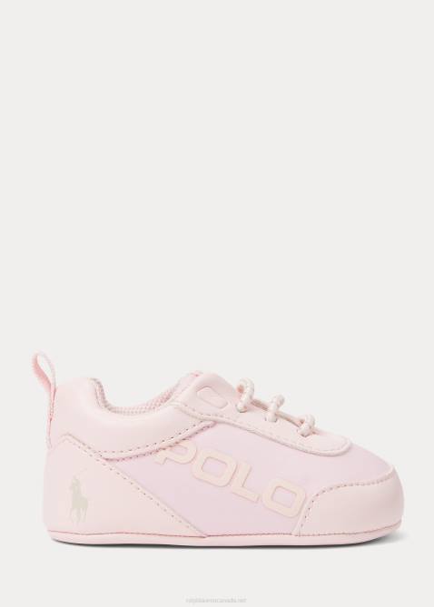 Baby Ralph Lauren Tech Racer Faux-Leather PS Sneaker 4DJ28123 Light Pink Mesh