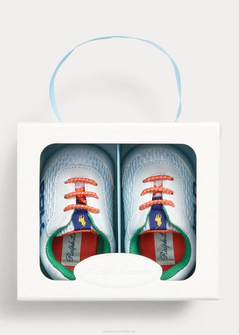 Baby Ralph Lauren Tech Racer Mesh Slip-On Sneaker 4DJ28118 White Multi