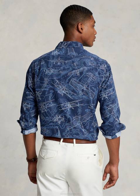 Men Ralph Lauren Classic Fit Aviation-Print Oxford Shirt 4DJ28466 Multi