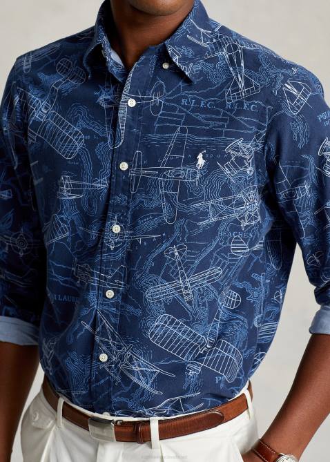 Men Ralph Lauren Classic Fit Aviation-Print Oxford Shirt 4DJ28466 Multi