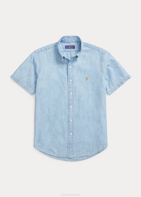 Men Ralph Lauren Classic Fit Chambray Shirt 4DJ2833 Light Indigo