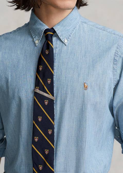 Men Ralph Lauren Classic Fit Chambray Shirt 4DJ28424 Light Indigo